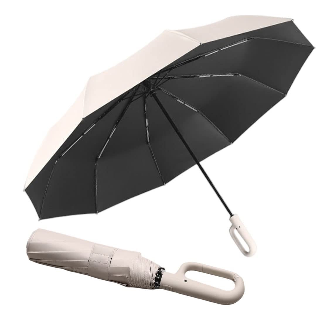 Coonoor Taschenregenschirm Vollautomatischer Faltregenschirm, großer Taschenschirm,(106cm, 126cm), D-förmiger Ringregenschirm, Outdoor-Sonnenschirm