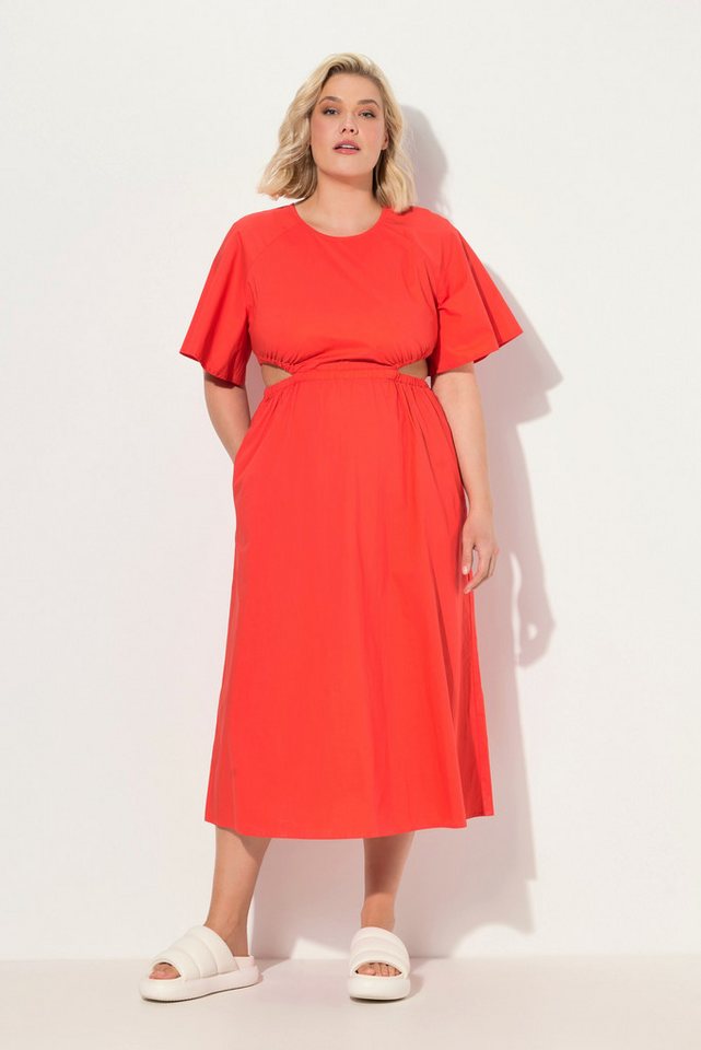 Ulla Popken Maxikleid Maxikleid Cut-Outs Rundhals Halbarm