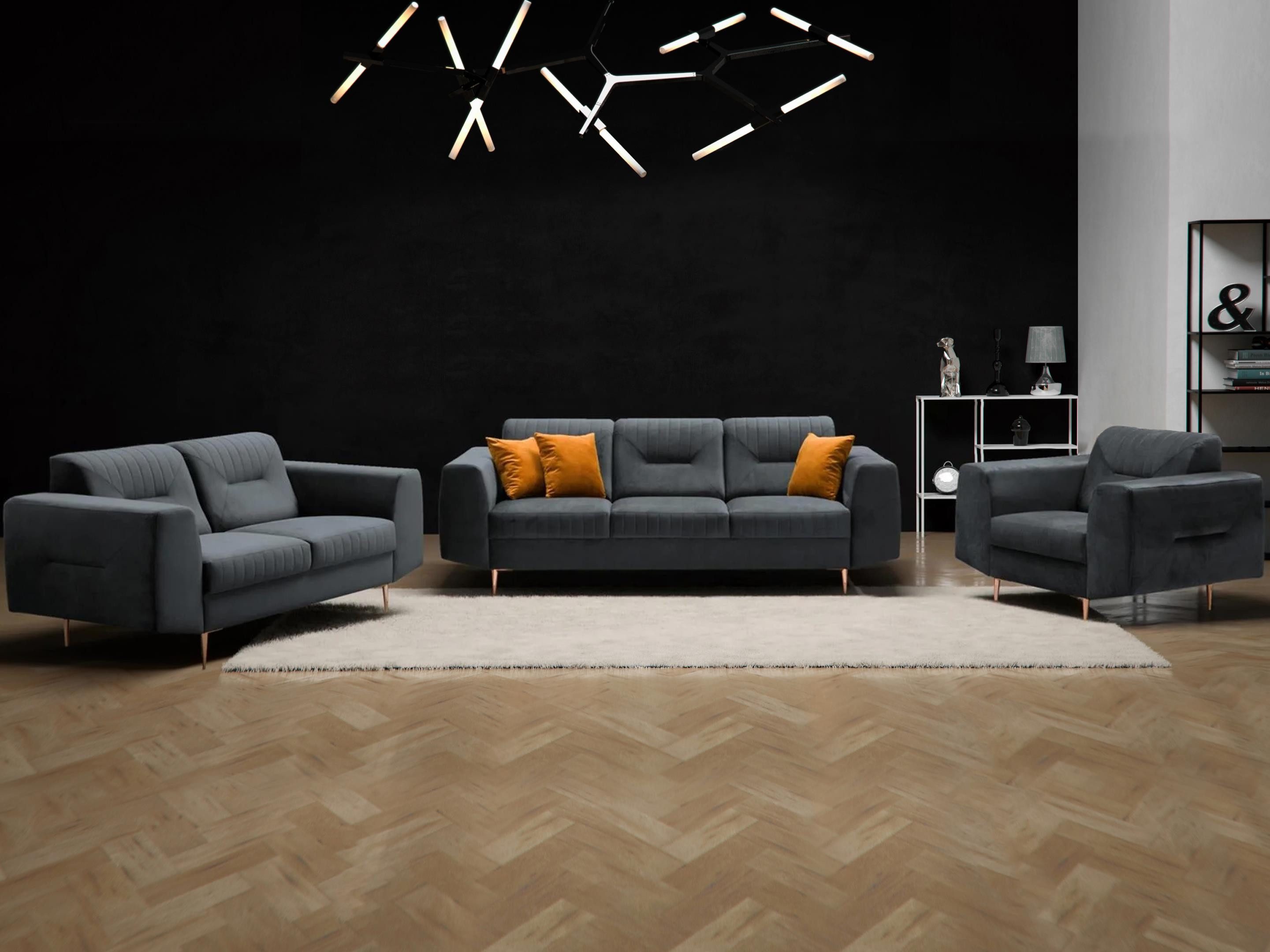 Beautysofa Polstergarnitur im modernen Stil auf hohen Metallbeinen VENEZIA, günstig online kaufen