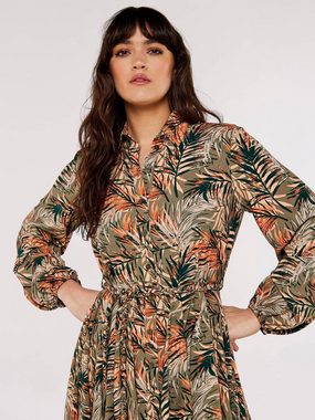 Apricot Klassische Bluse Tropical Leaves Belt Shirt Dress, mit Taillengürtel, mit tollem Druck