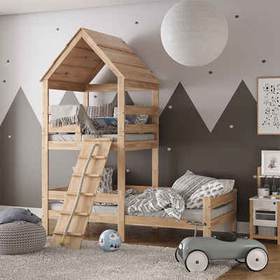 VitaliSpa® Bett »Kinderbett Spielturmbett 90x200cm Teddy Natur«