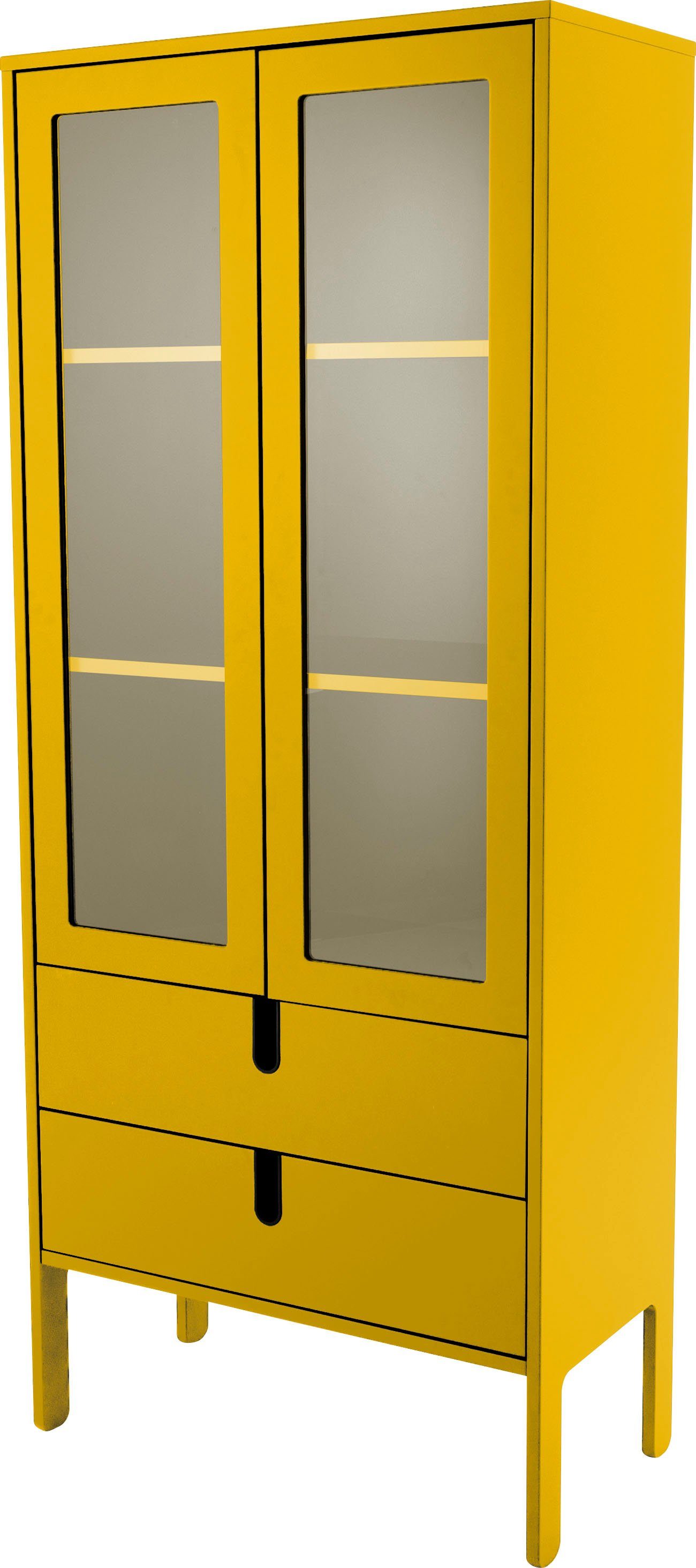 Tenzo Vitrine UNO mit 2 Glastüren und 2 Schubladen, Design von Olivier Toulouse By Tenzo mustard | mustard | Vitrinenschränke