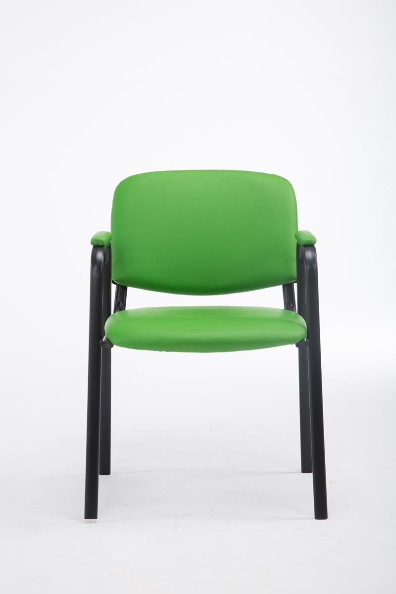 Konferenzstuhl Gestell: Kunstleder (Besprechungsstuhl TPFLiving Besucherstuhl - - hochwertiger Keen - - grün Metall Messestuhl), Warteraumstuhl Polsterung Sitzfläche: schwarz mit
