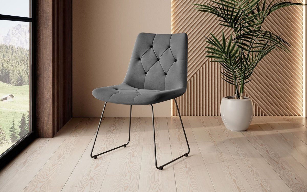 Baidani Luxusbetten24 Stuhl Designer Stuhl Portofino, Sitzschalen mit verschiedenen Gestellen Grey