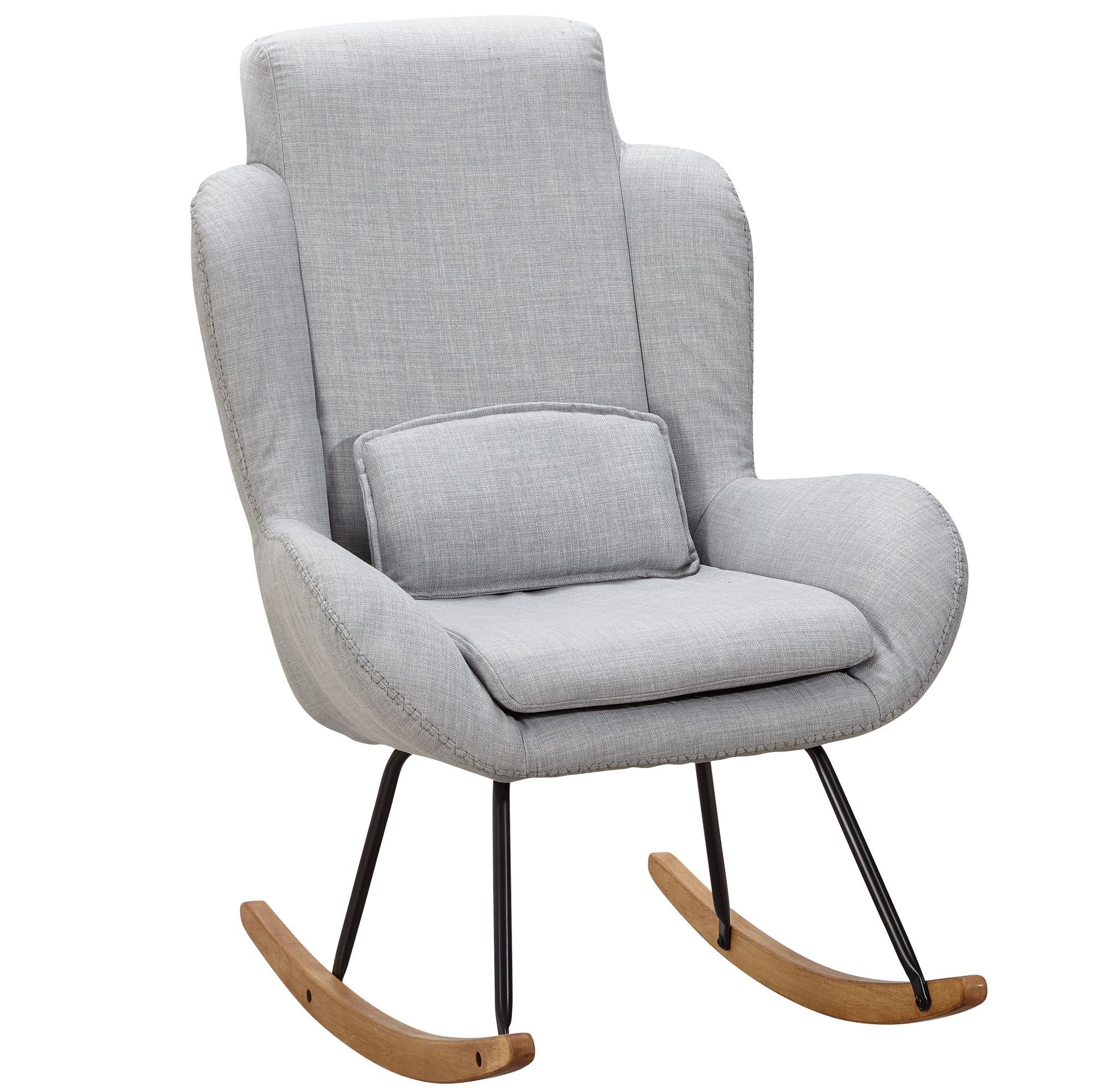 Wohnling Schaukelsessel WL5.799 (CAPRI Grau, Stoff Relaxsessel 75 x 110 x 88,5 cm), Schwingsessel Relaxstuhl, Moderner Schwingstuhl