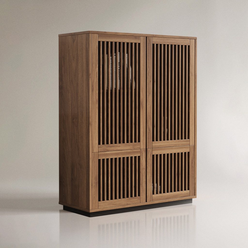 oleyluckidea Sideboard Küchenschrank Nussbaum, Lamellentüren, Sideboard, Vintage (Set), Breite 88 cm