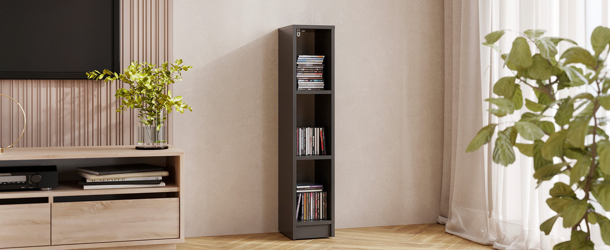 KOMTO Bücherregal LAKO Bücherregal 20-30 cm Breit, Schmales Regal mit 3-7 Fächern