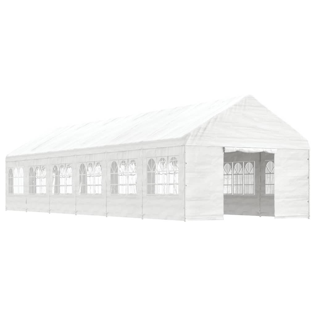 vidaXL Partyzelt Pavillon mit Dach Weiß 13,38x4,08x3,22 m Polyethylen