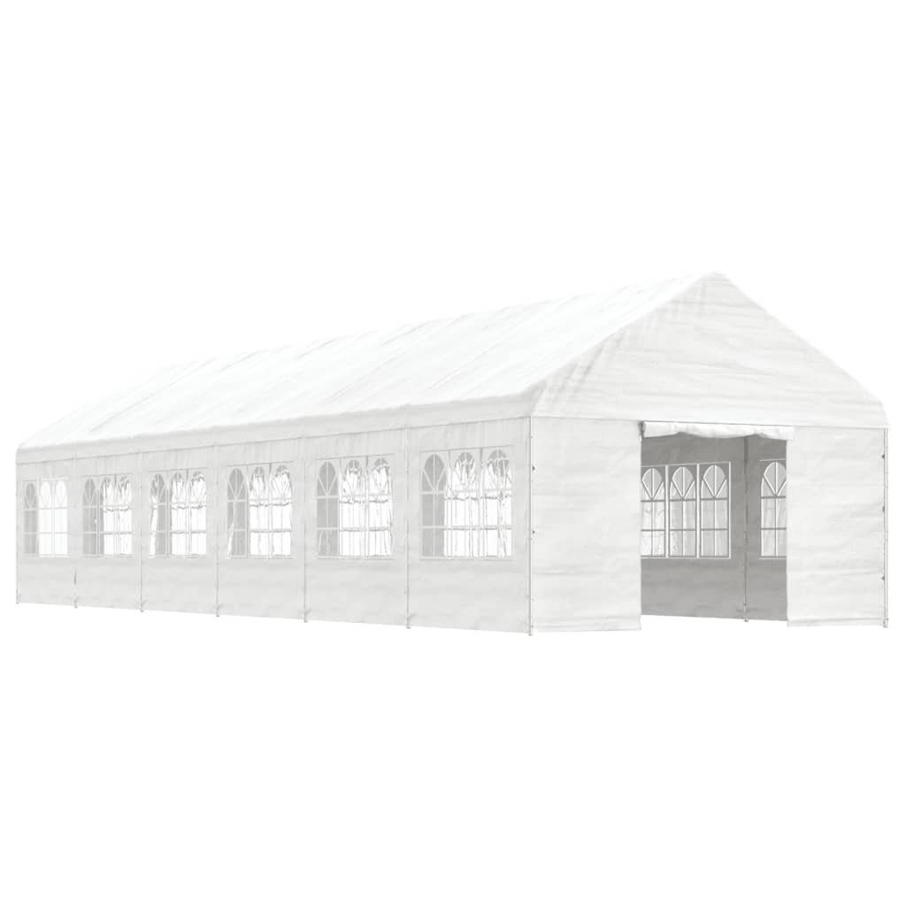 vidaXL Partyzelt Pavillon mit Dach Weiß 13,38x4,08x3,22 m Polyethylen günstig online kaufen