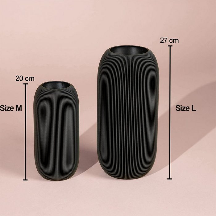 Dennismaass. Dekovase PILLE Vase 27cm 3D-Druck wundervolle Rillen-Optik PLA-Bio Kunststoff FY11867