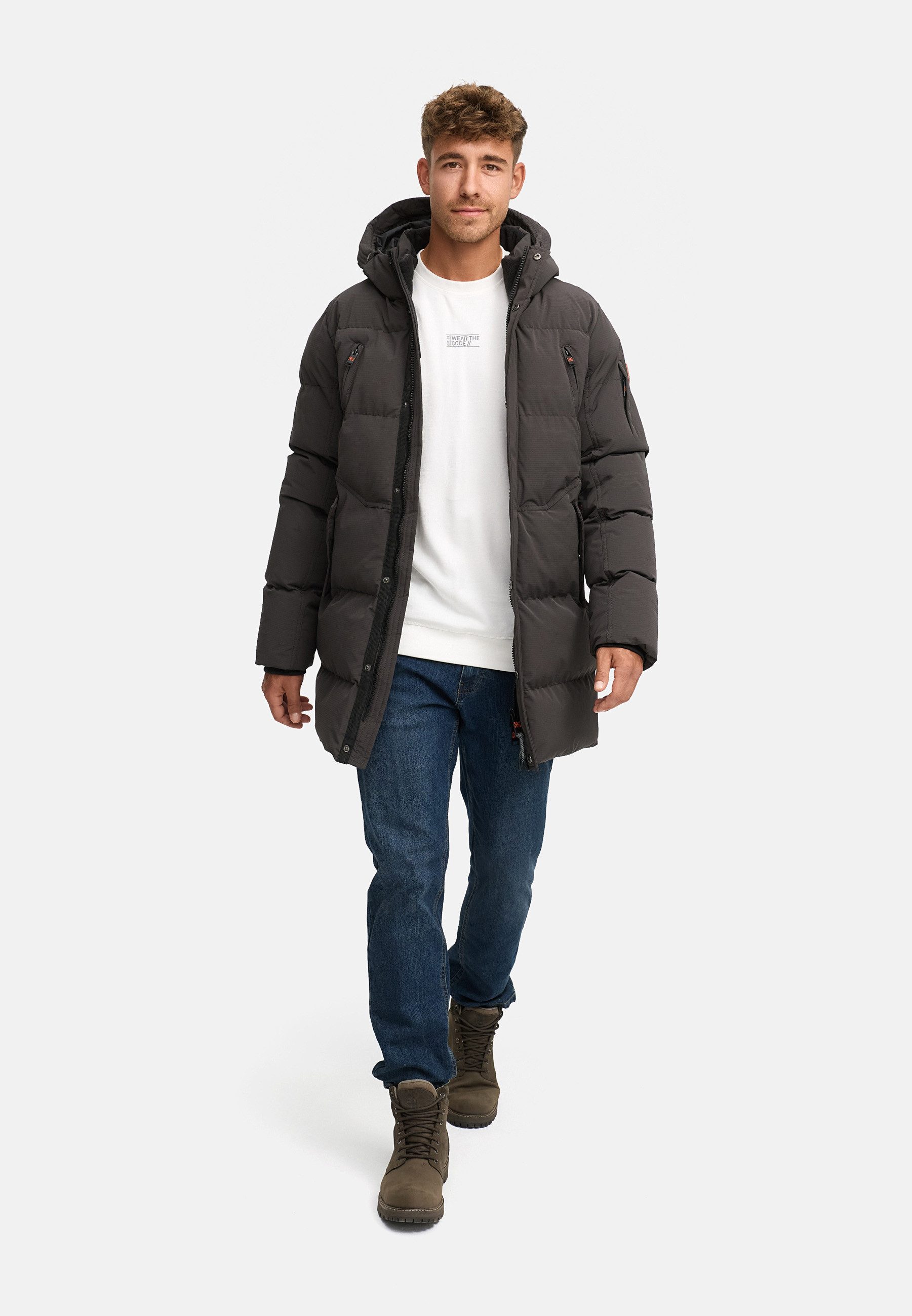 Indicode Winterjacke Herren INBoulton Jacke Winter Herrenjacke mit Kapuze und Taschen