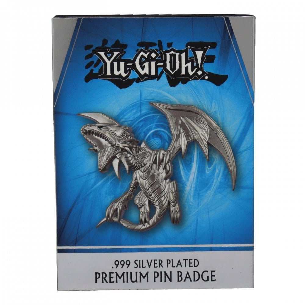 Anstecknadel, Yu-Gi-Oh! Drache Blauäugiger Premium - - limitierte Anstecknadel inkl. Weißer Aufsteller Fanattik