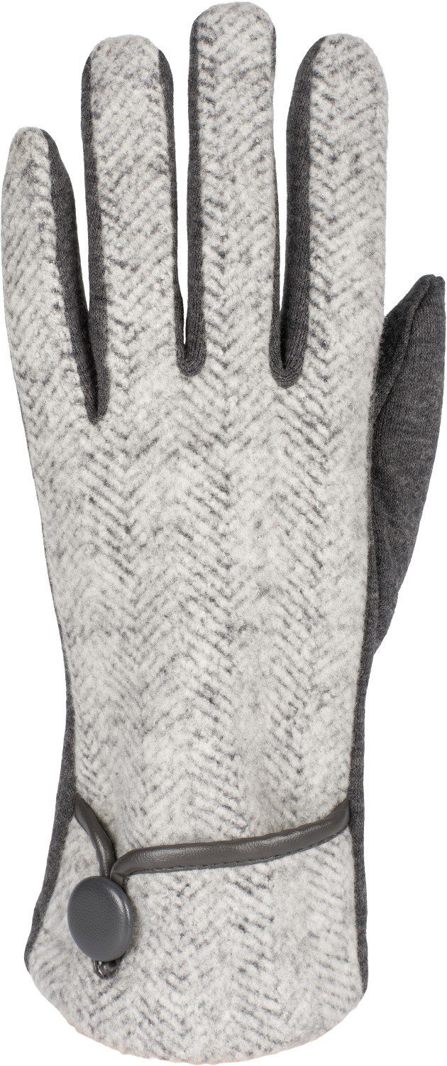 Dunkelgrau Fleecehandschuhe Touchscreen styleBREAKER Handschuhe Muster Fischgrät