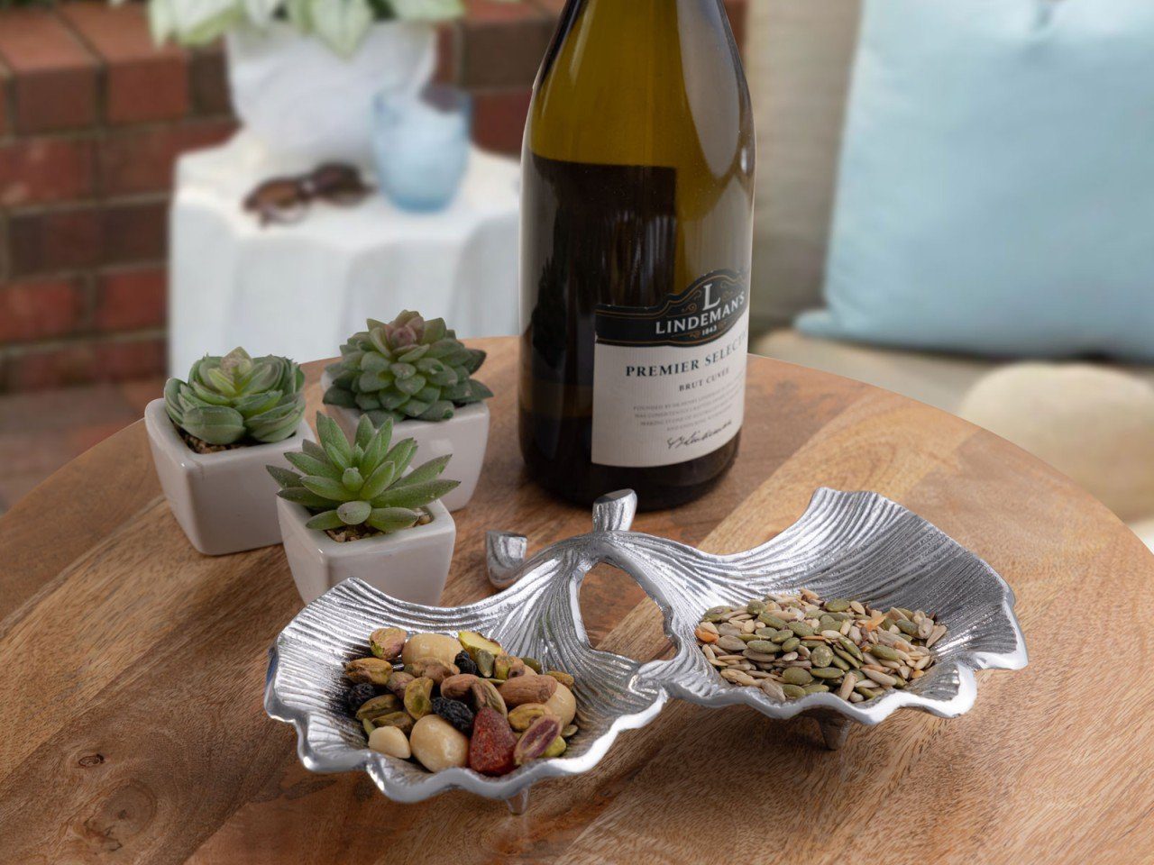 soma Dekoschale Dekoschale Schale Aluminium Ginkgo 2 Blatt gold o. silber Blattschale