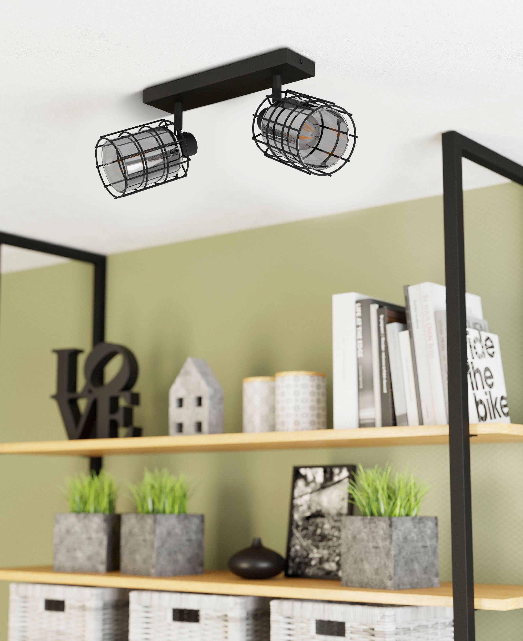 EGLO Deckenspot CONSACA, ohne Leuchtmittel, Leuchtmittel wechselbar, Deckenleuchte, industrial, Retro Deckenstrahler, Wohnzimmerlampe