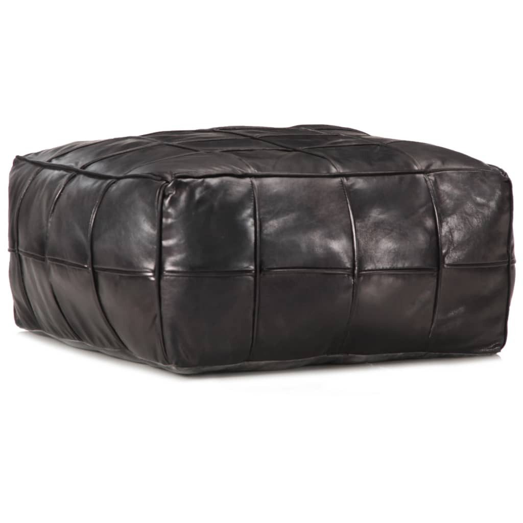 vidaXL Polsterhocker Pouf Schwarz 60 x 60 x 30 cm Echtes Ziegenleder (1 St)