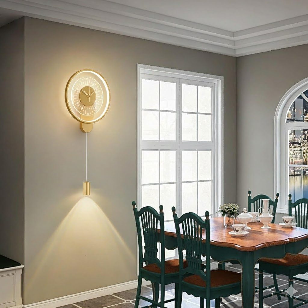 Forrlite Wandleuchte Innen, LED Wandleuchte, Wandlampe mit Uhr, LED fest in günstig online kaufen