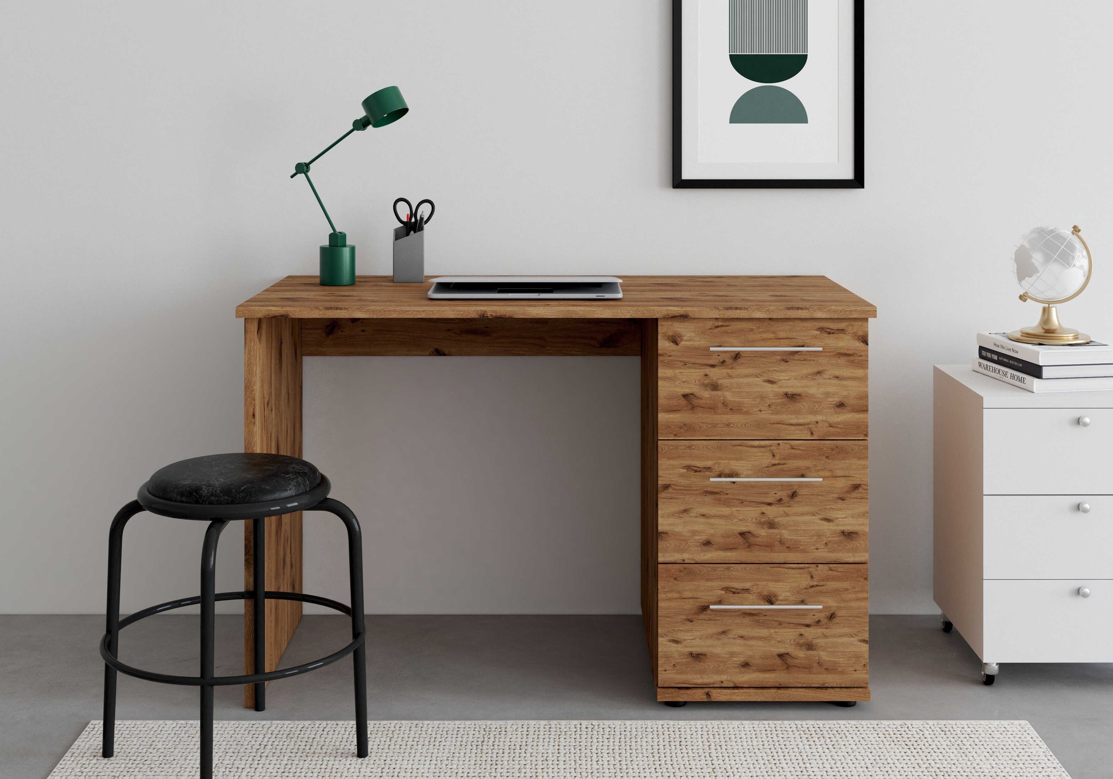 VOGL Möbelfabrik Schreibtisch Tobi, mit 3 Schubkästen, optional mit Tastaturauszug, Breite 115 cm