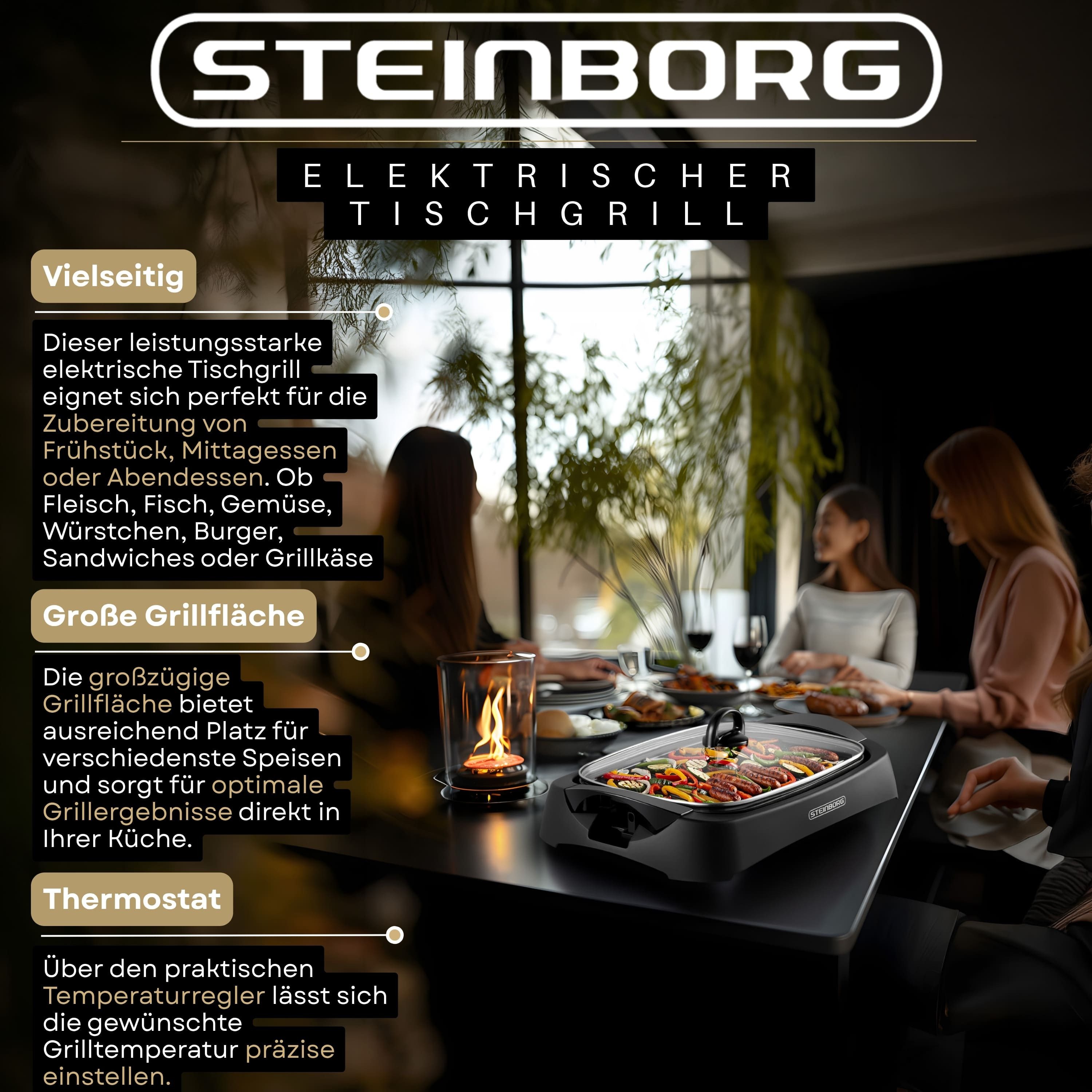 STEINBORG Tischgrill SB-2160, 2000 W