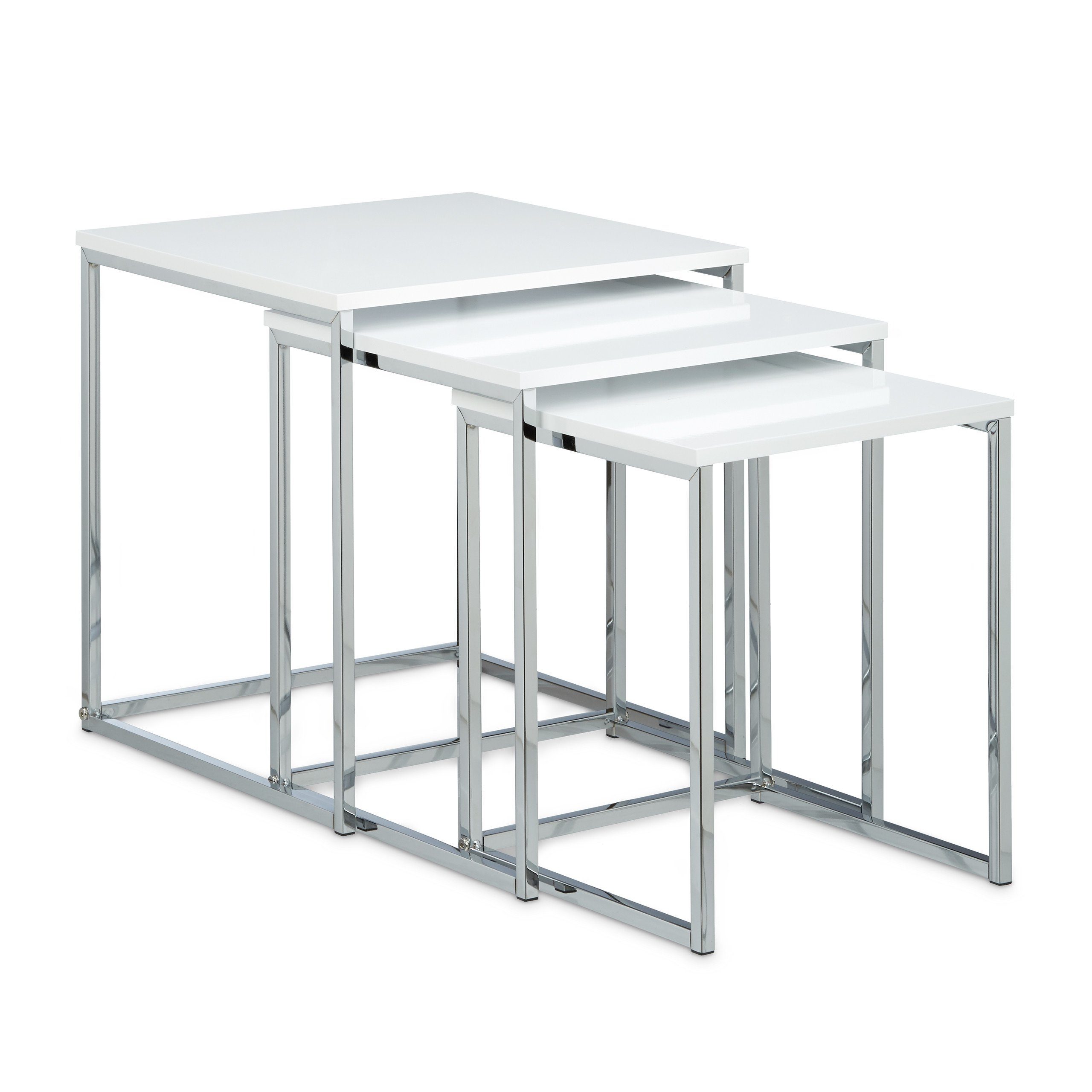 relaxdays Beistelltisch Beistelltische 3er Set Metallbeine, weiß