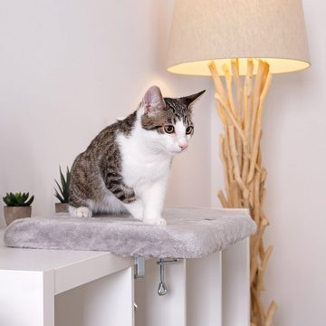 lionto Tierkissen Fensterbankliege für Katzen, versch. Farben, hellgrau, abnehmbarer Bezug, waschbar