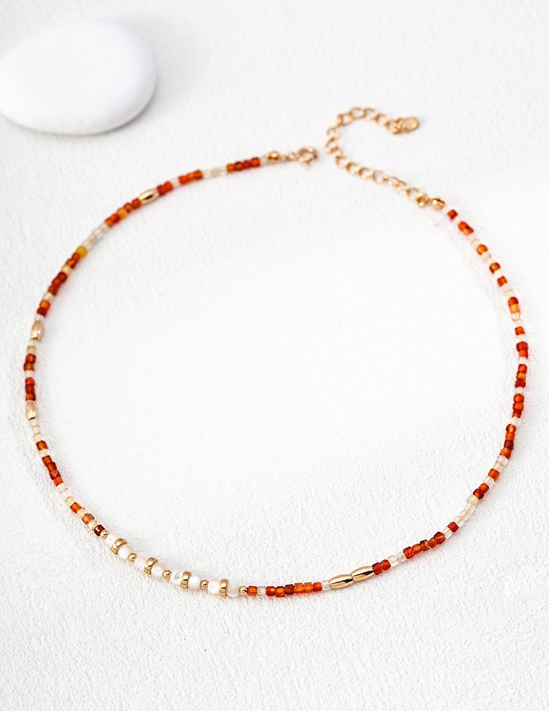Jumpeak Kette mit Anhänger Halskette aus 925er Silber, Halskette mit rotem Achat, 18K-vergoldet, Geschenk für sich selbst, Geburtstagsgeschenk
