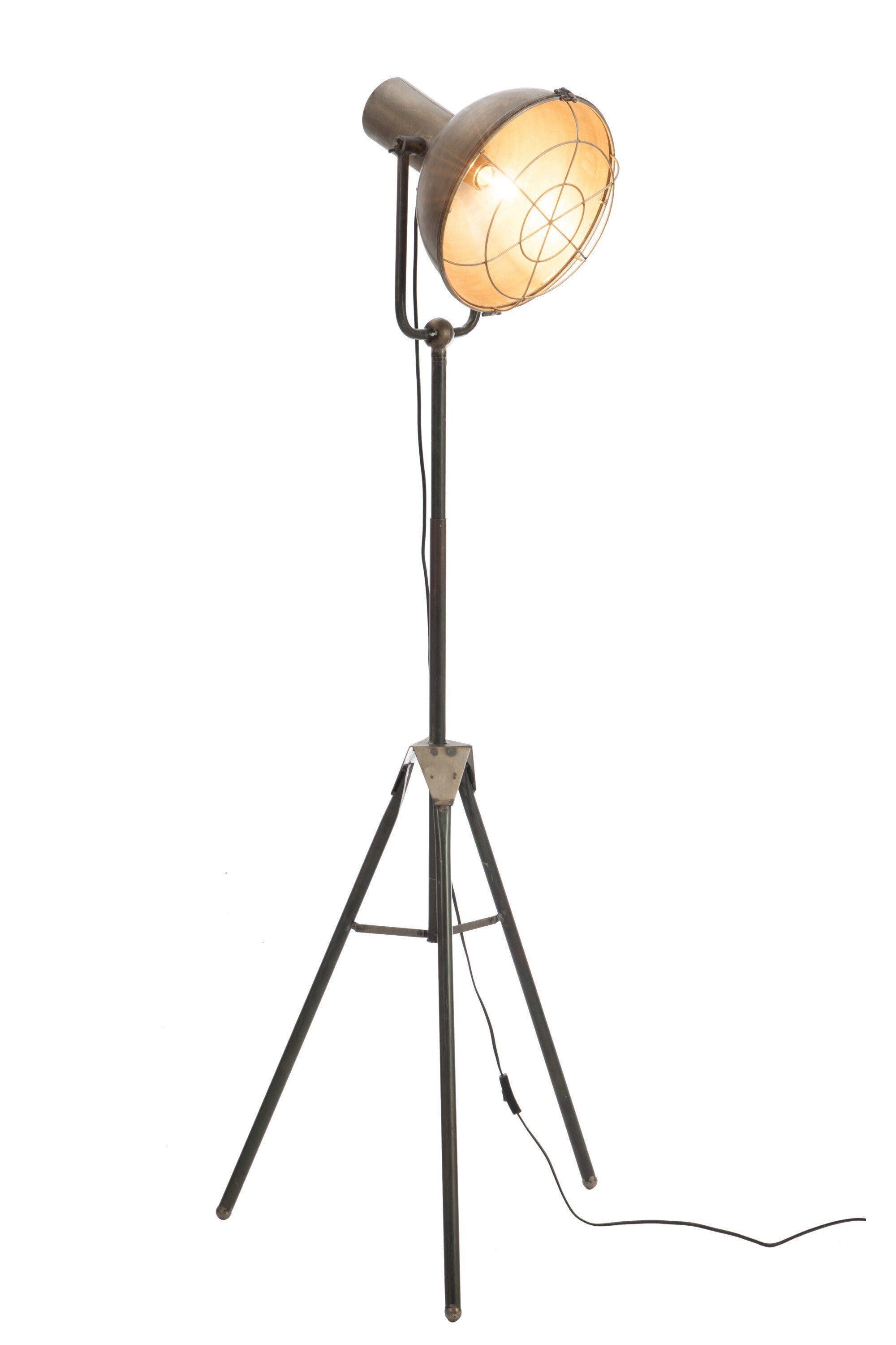 GILDE Dekoobjekt Handgefertigte Antike Standlampe - Rundes Design aus Metall in Grau -