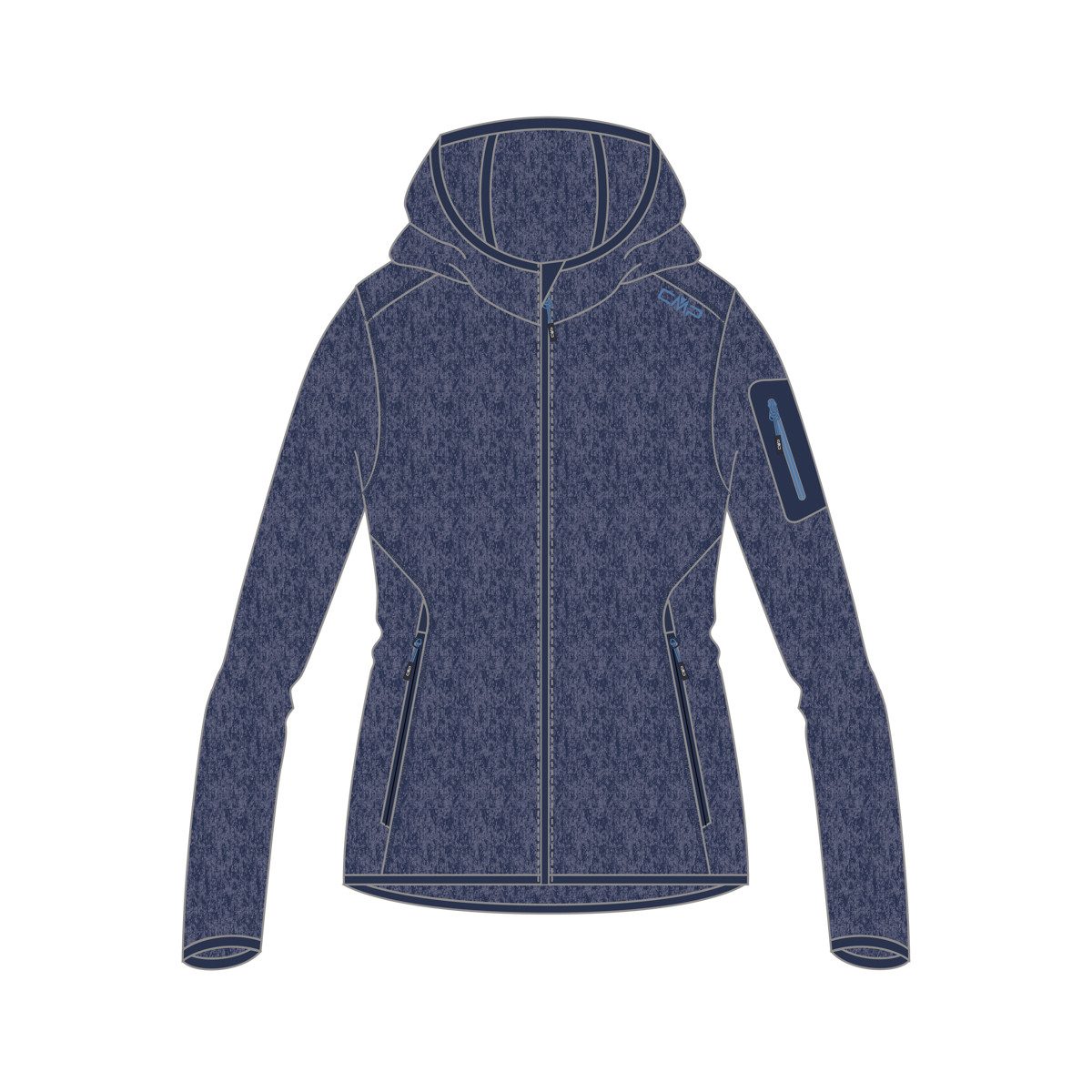 Fleecejacke CMP Damen Jacke Knitted Melange Hoody 3H19826
