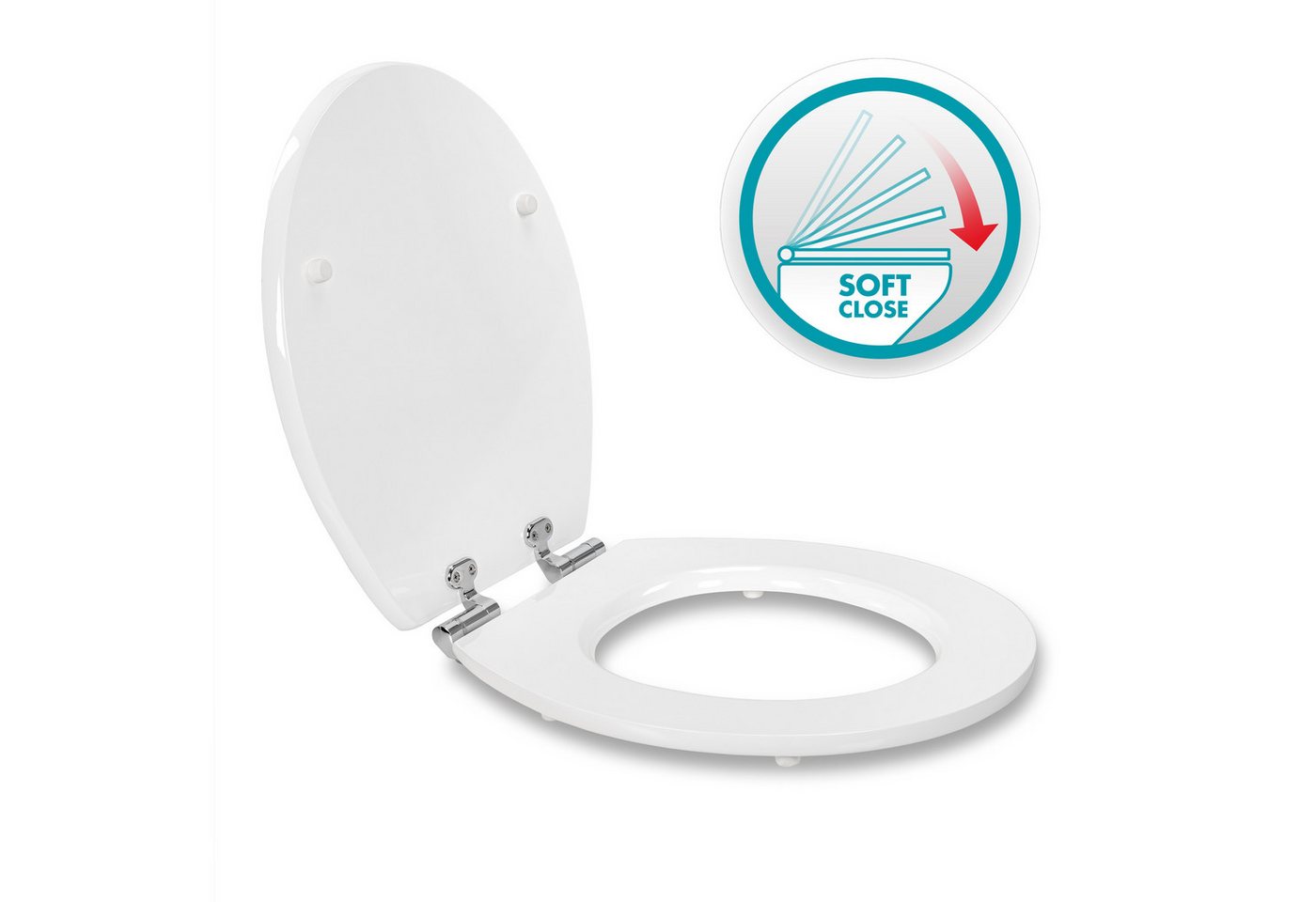 Thumbnail - Sitzplatz WC-Sitz Holzkern WC-Sitz mit Absenkautomatik, Fast-Fix Schnellbefestigung, Standard O Form universal, Metallsc...
