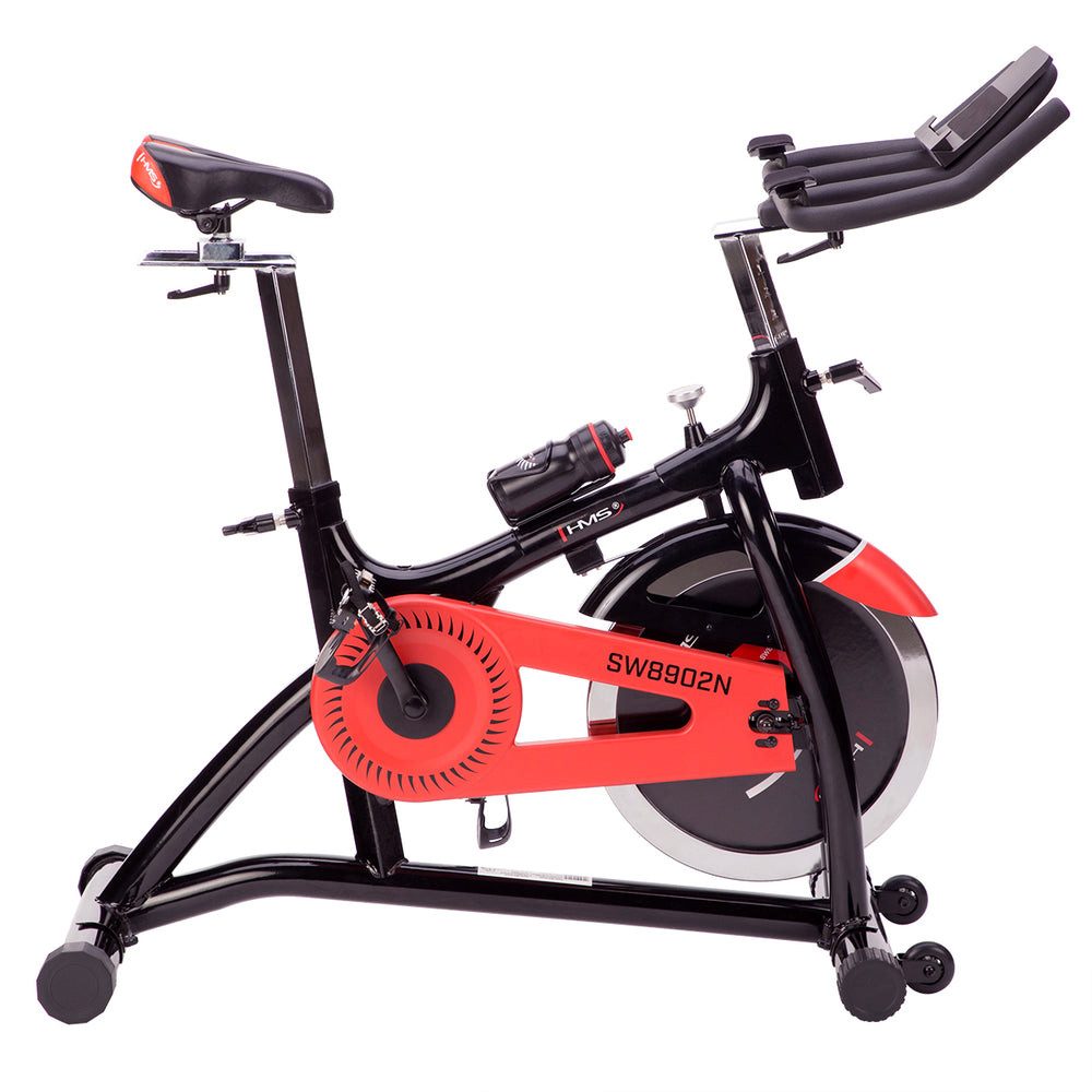 HMS Heimtrainer Trainingsrad Fitnessrad Standfahrrad (Spar-Set, 1-tlg., 128 x 53 x 120 cm stabil), 18 kg Schwungmasse, App-fähig, Transporträder