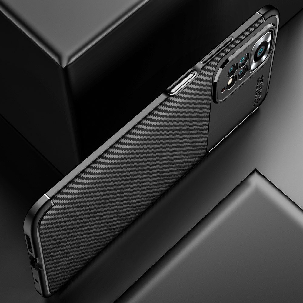 FITSU Handyhülle Handyhülle für Xiaomi Redmi Note 11s Case im Carbon Design Schwarz 6,43 Zoll, Handyhülle mit Carbon Optik, stabile Schutzhülle, Case mit Eckenschutz