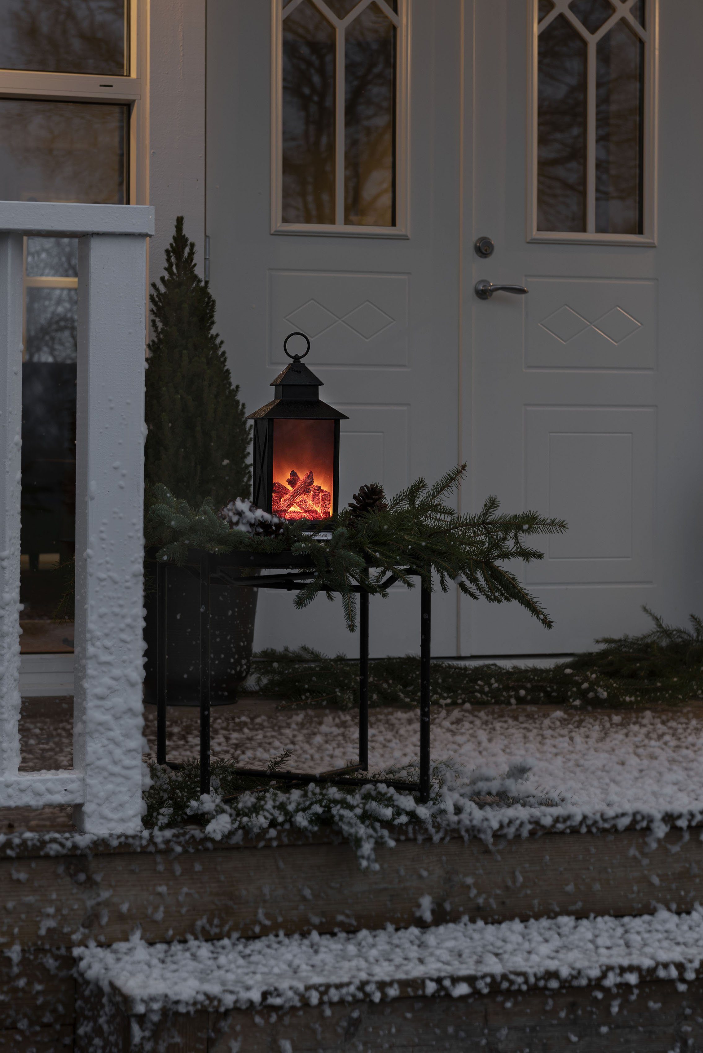 KONSTSMIDE LED Laterne Weihnachtsdeko aussen, Kamin Laterne, integriert, Warmweiß, fest klein, LED LED