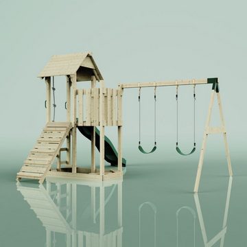 PolarPlay Spielturm Uppsala, Smaragdgrün - Kinderschaukel
