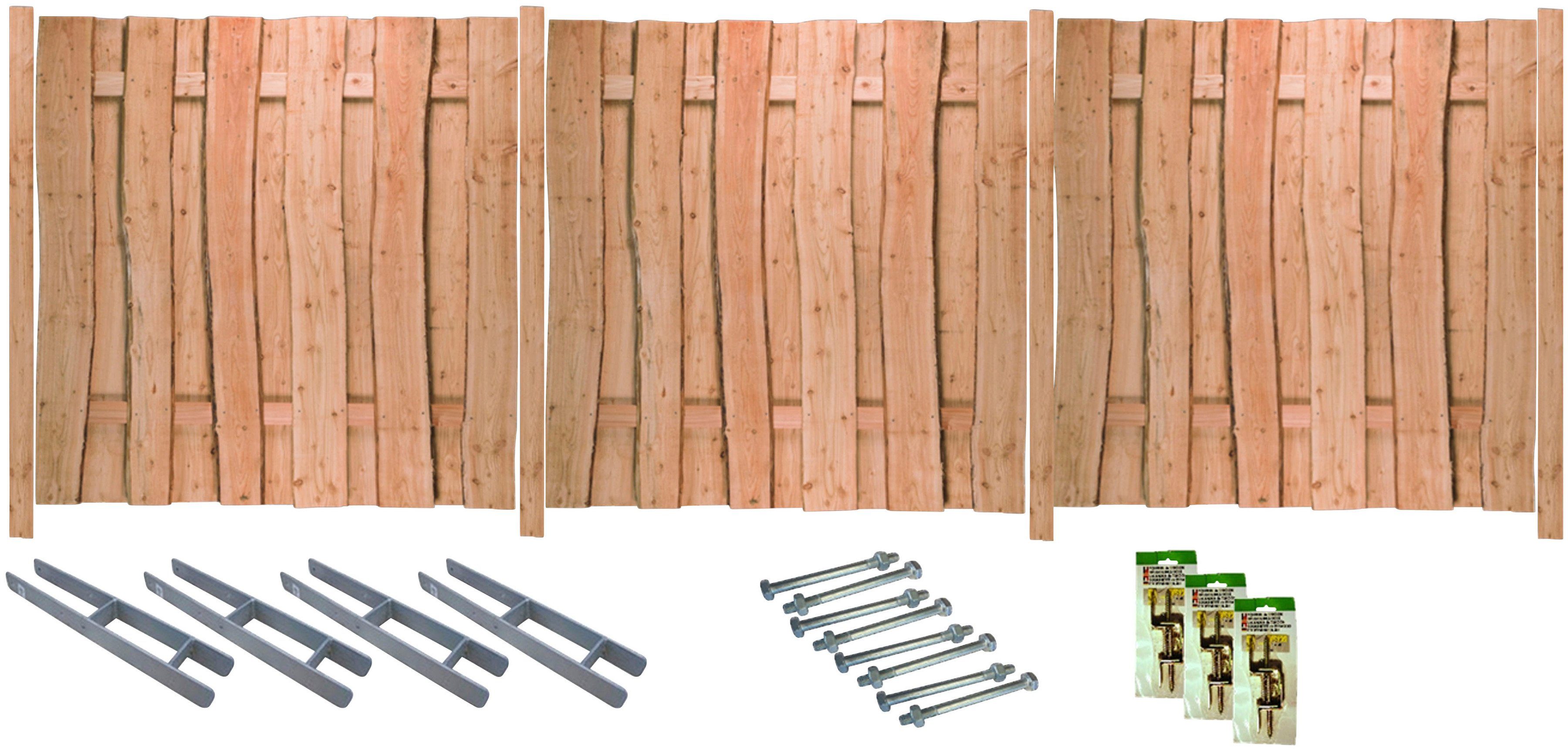Tetzner & Jentzsch Sichtschutzelement LAKEWOOD 1, (Set), Rustikale Optik dank Применитьung aus Bonanzabohlen