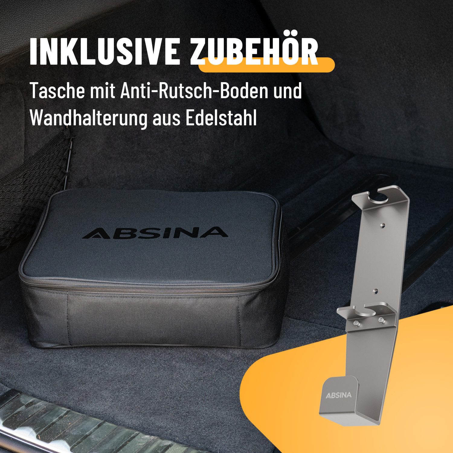 ABSINA EV Ladekabel Typ 2 Schuko 3,7 kW - Typ 2 Ladekabel mit Halterung Elektroauto-Ladegerät