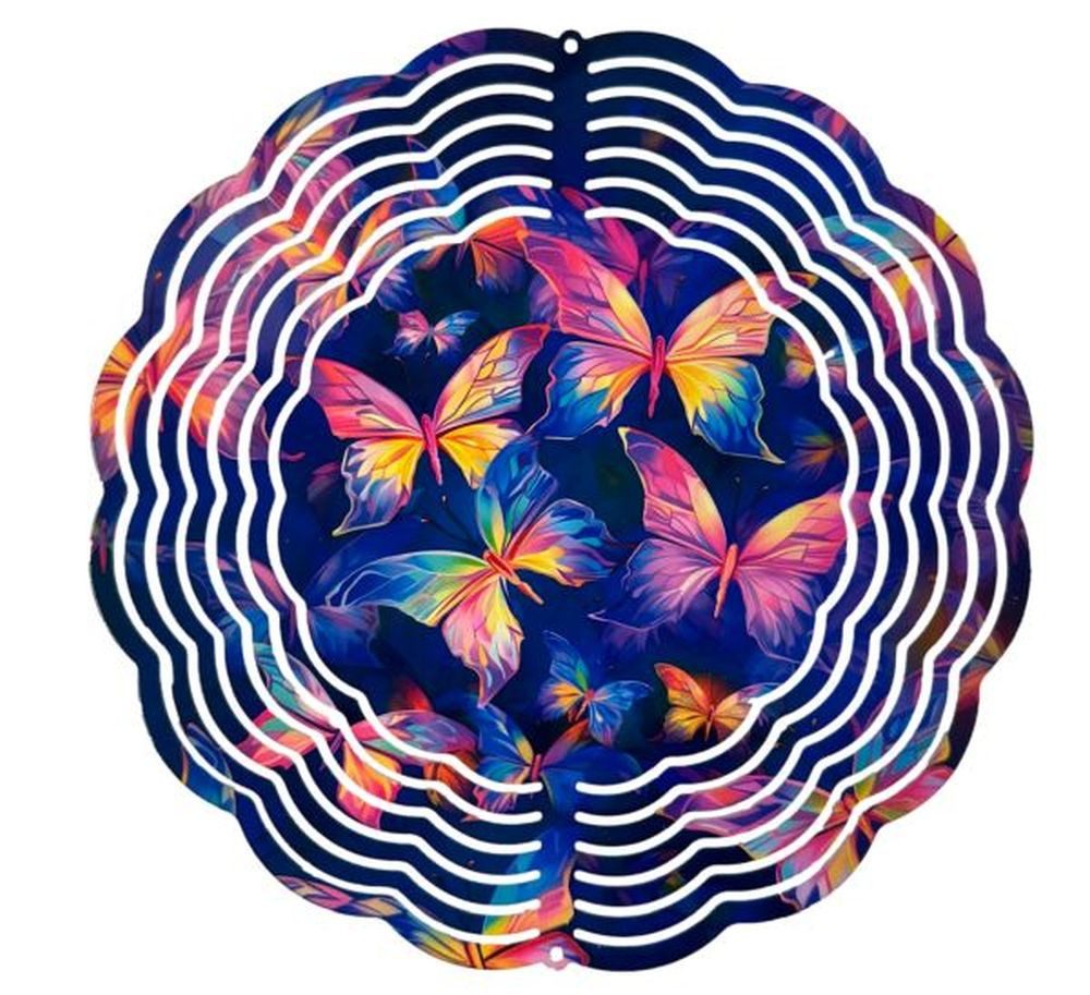 Ladreas Windspiel Edelstahl 3D Windspiel Windspinner 20cm Schmetterlinge Bunt Neon WI58