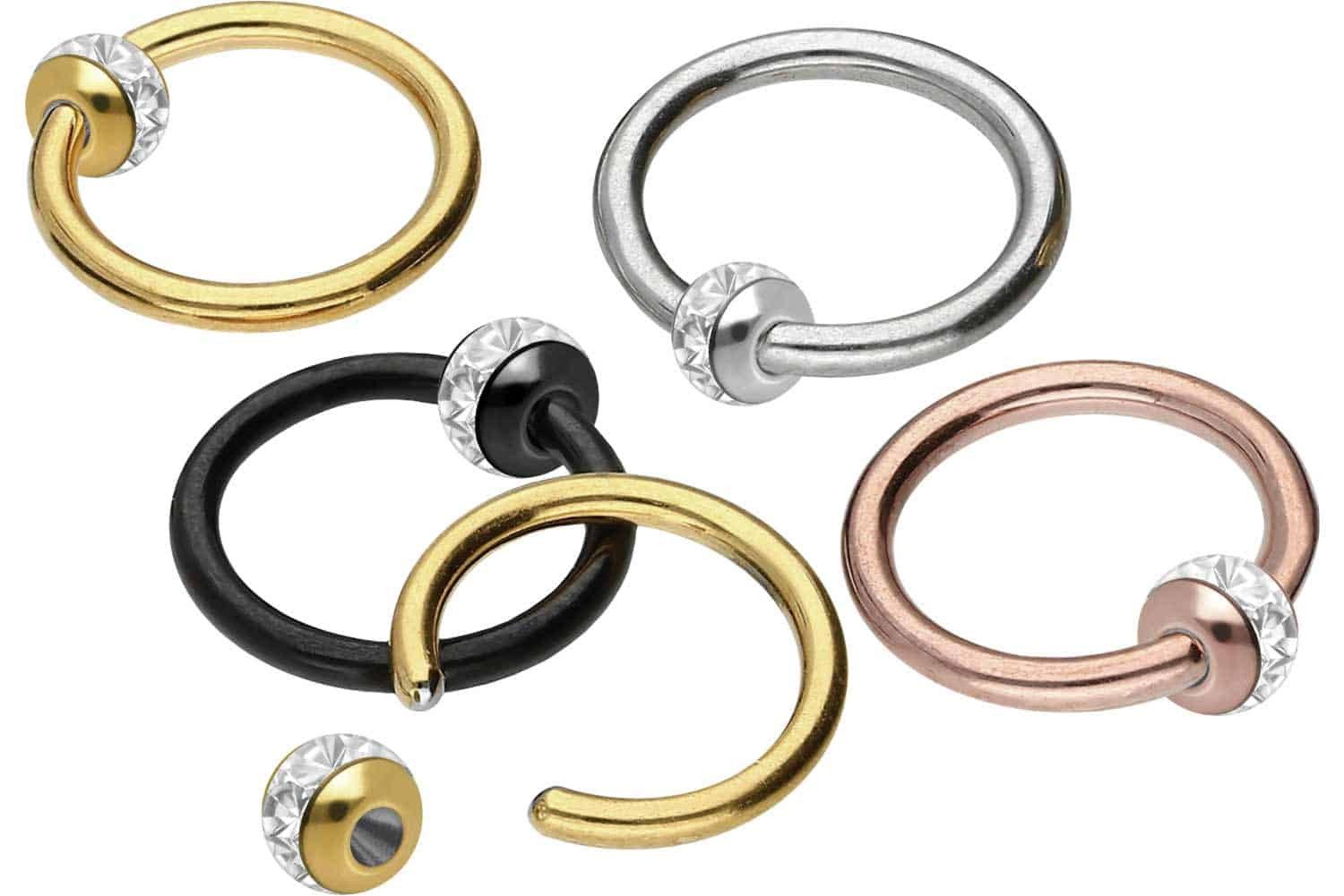 PIERCINGLINE Nasenpiercing Chirurgenstahl Klemmkugelring EPOXY-RING-KUGEL (Klemm-Ringe, 1-tlg)