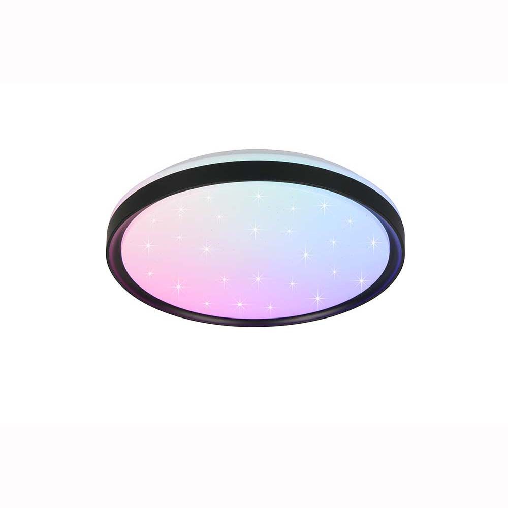 Reality Leuchten LED Deckenleuchte, LED-Leuchtmittel fest verbaut, Kaltweiß, Warmweiß, Neutralweiß, Tageslichtweiß, Farbwechsel, RGB LED Deckenleuchte Wohnzimmerlampe schwarz Dimmbar Starlight