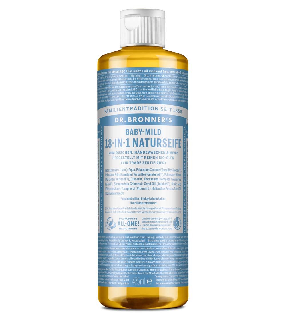 Dr. Bronners Flüssigseife Baby-Mild, 1-tlg., All-One Magic Soap 475 ml