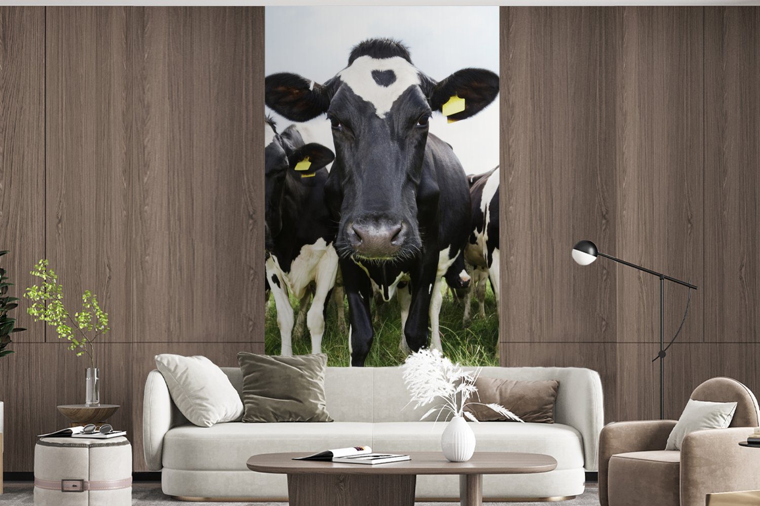 Wiese - - Fototapete für Schlafzimmer Fototapete Gras - Vliestapete Matt, Tiere - Frühling Küche, Kühe (2 Wohnzimmer St), bedruckt, Bauernhof, - MuchoWow