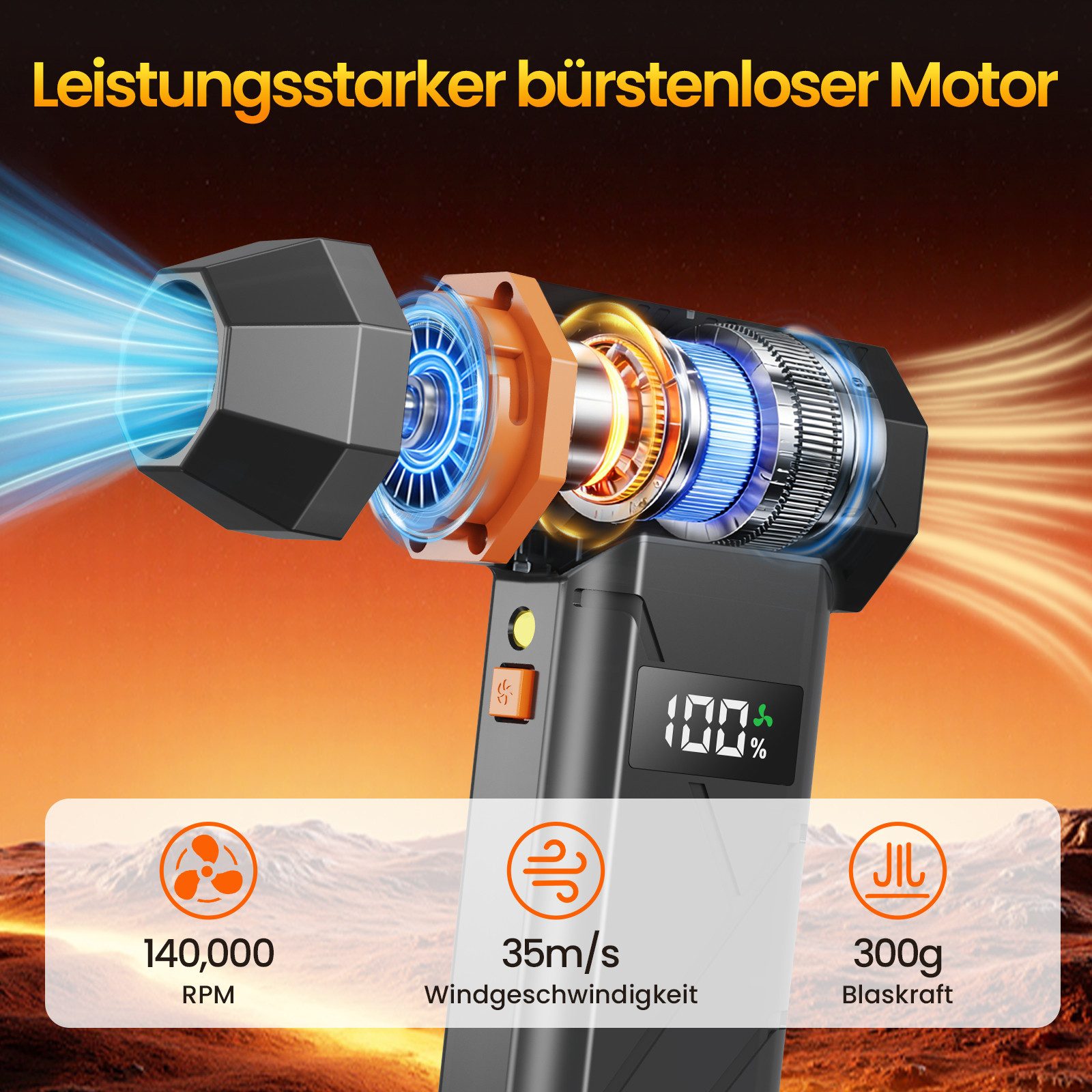 INSE Akku-Handstaubsauger L1-M Elektrischer Air Duster, 180 W, beutellos, 140000U/min, 4 Geschwindigkeitsstufen, Schnellladefunktion, Zubehörset