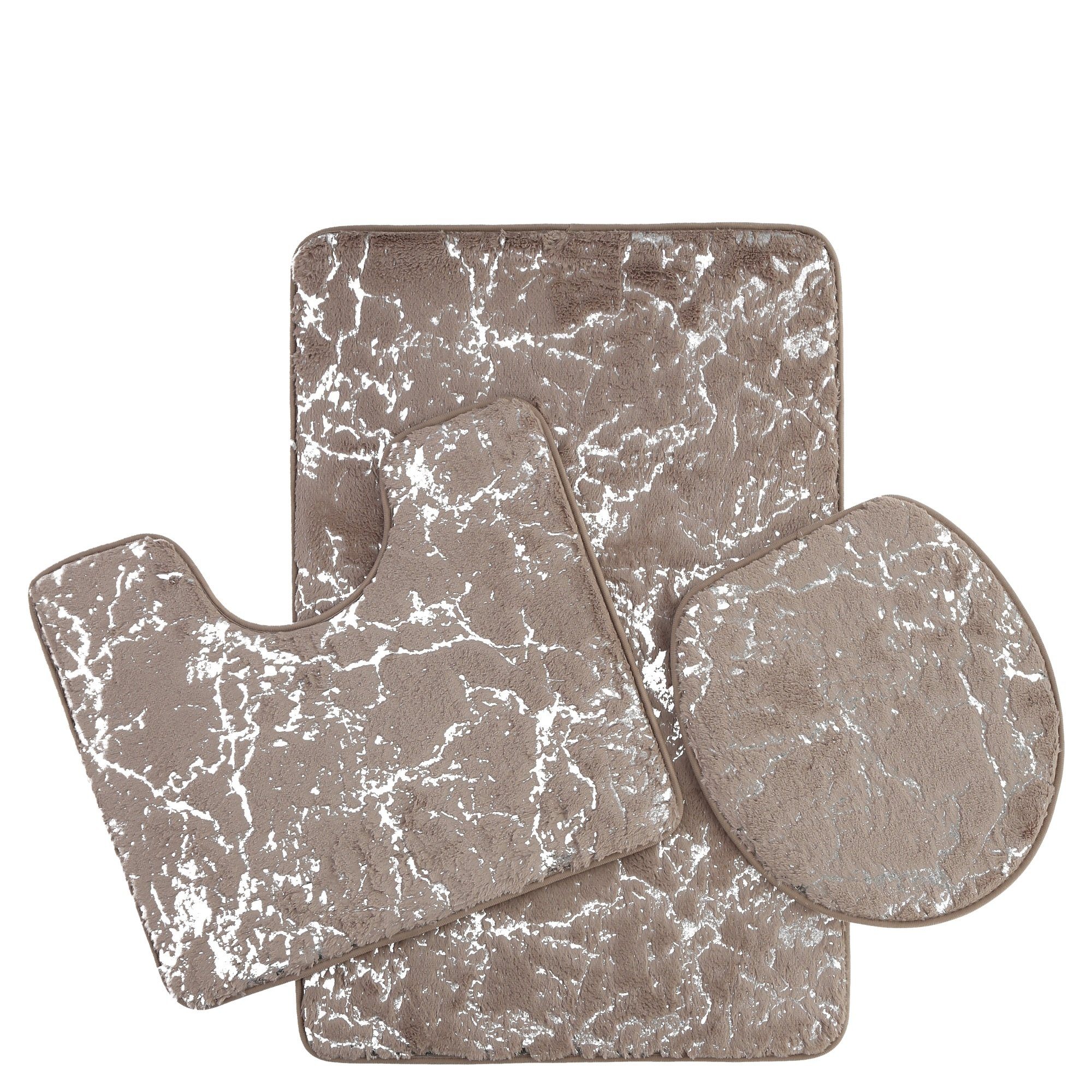 ZELLERFELD Badematte Marmour 3-teiliges Set - rutschfest