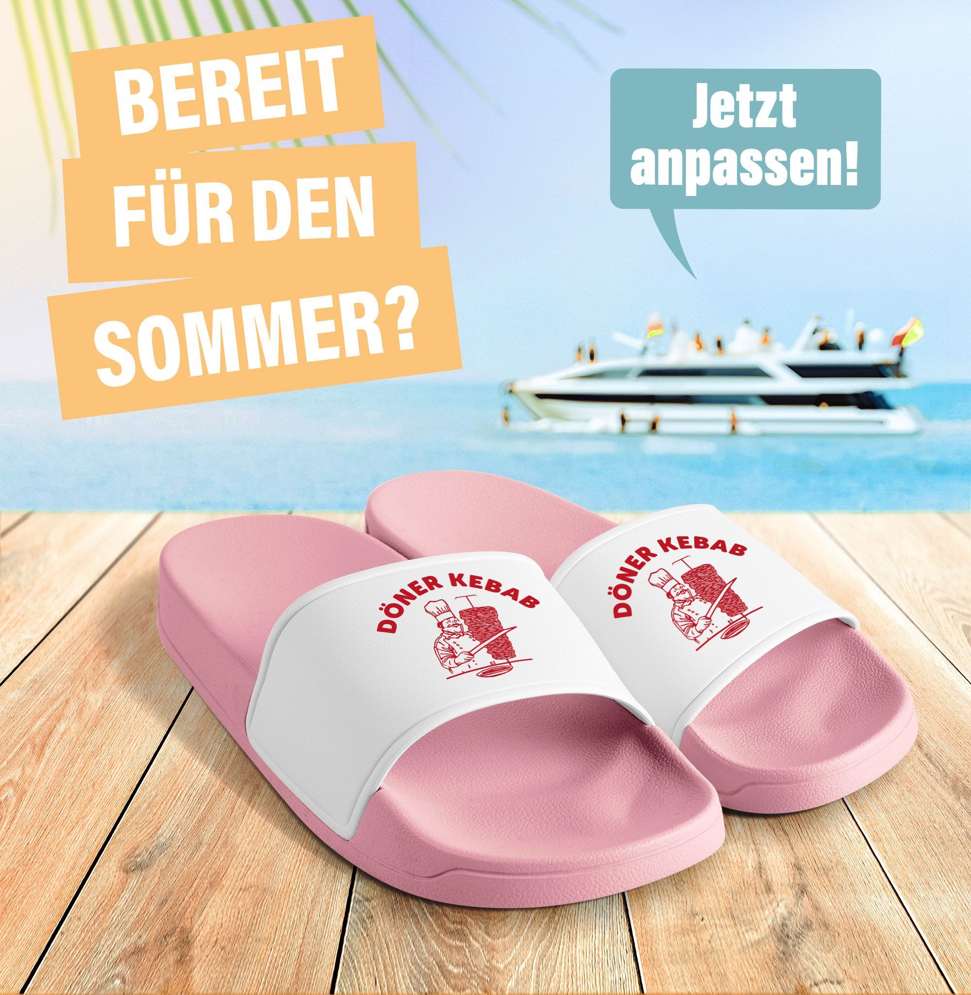 MoonWorks Badeschlappen Lustig Bedruckt Döner Kebab günstig online kaufen