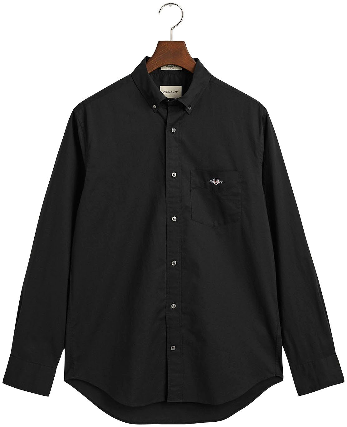 Gant Langarmhemd REG POPLIN SHIRT mit Label Stickerei auf der Brusttasche Black