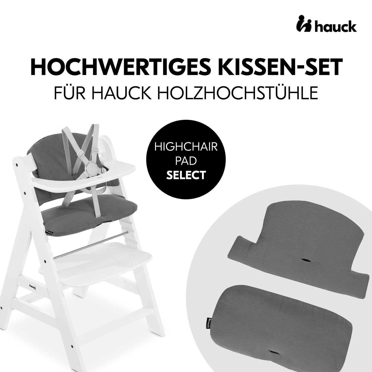 Hauck Kinder-Sitzauflage Highchair Pad Select Muslin, dark Grey, für die ha günstig online kaufen