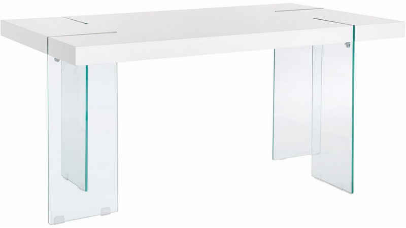loft24 Esstisch Triton, Plankenoptik, modernes Design mit Gestell aus Glas