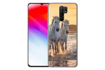 MuchoWow Handyhülle Pferde - Wasser - Strand - Tiere, Phone Case, Handyhülle Xiaomi Redmi 9, Silikon, Schutzhülle