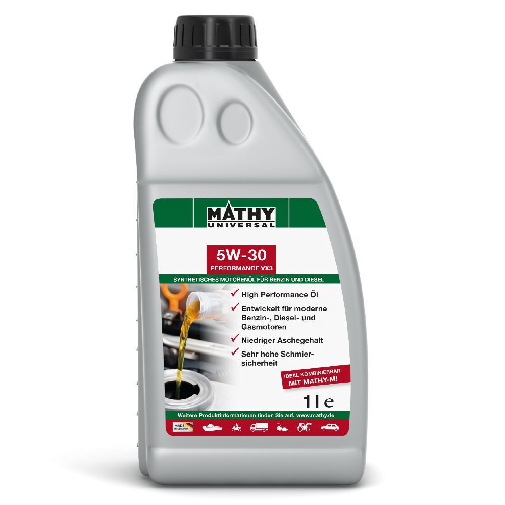 MATHY Motoröl MATHY SAE 5W-30 Performance VX3 1,0 l, (1-tlg), Synthetisches HC-Motorenöl