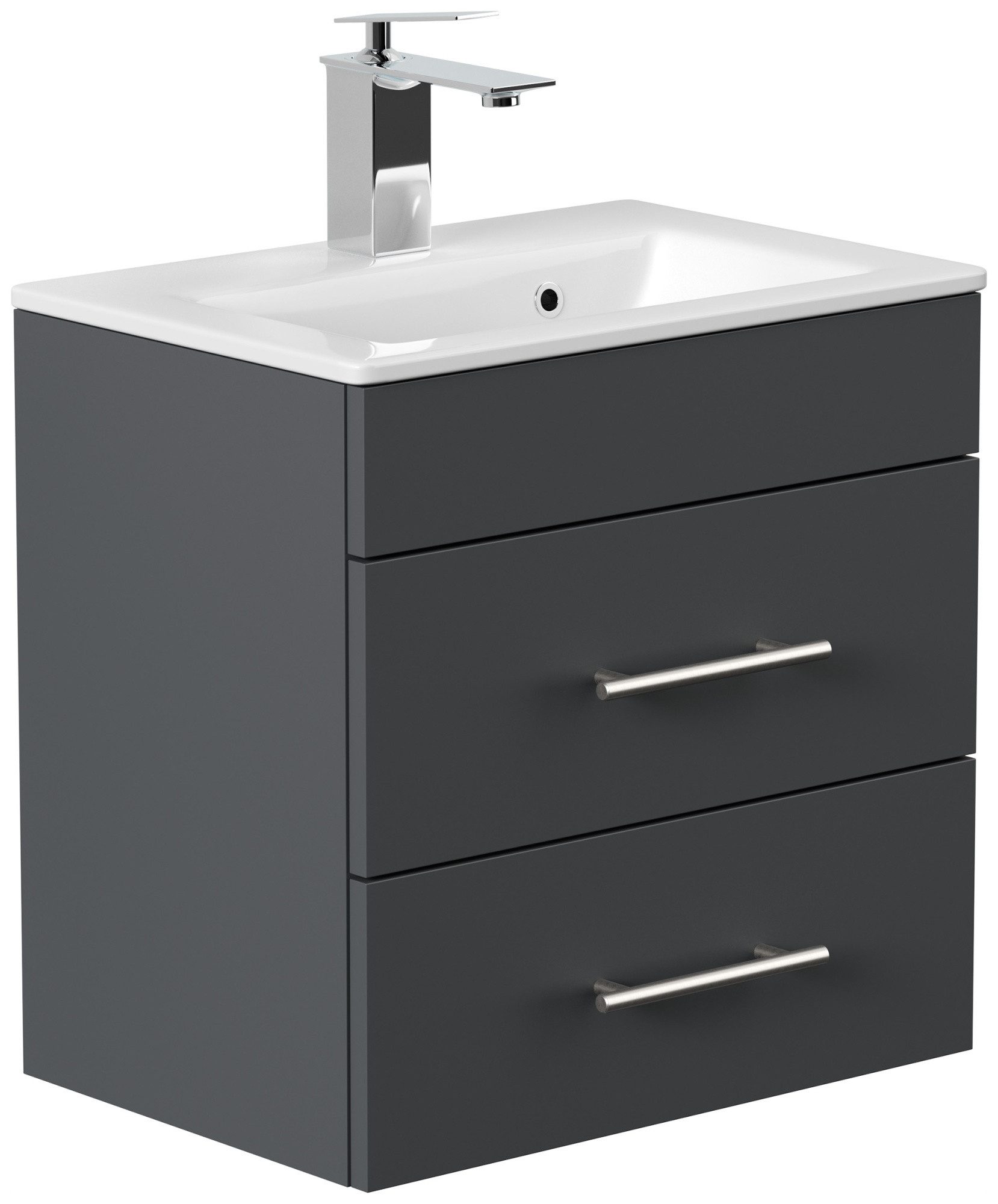 Magnolia Home Waschtisch Badmöbel Mars 500 SlimLine 50x34cm mit 2 SoftClose Schubladen grafit
