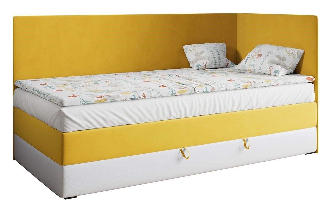 Gelb - Matratze Kinderzimmer MÖBEL Boxspringbett 3, für und mit KUBUS Kinderbett MKS Polsterbetten Weiss 90x200,